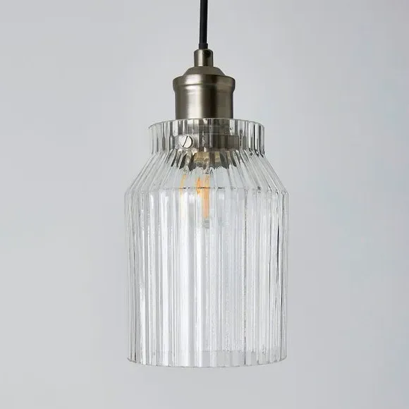 3-Light Ceiling Light with Glass Shades - Pewter