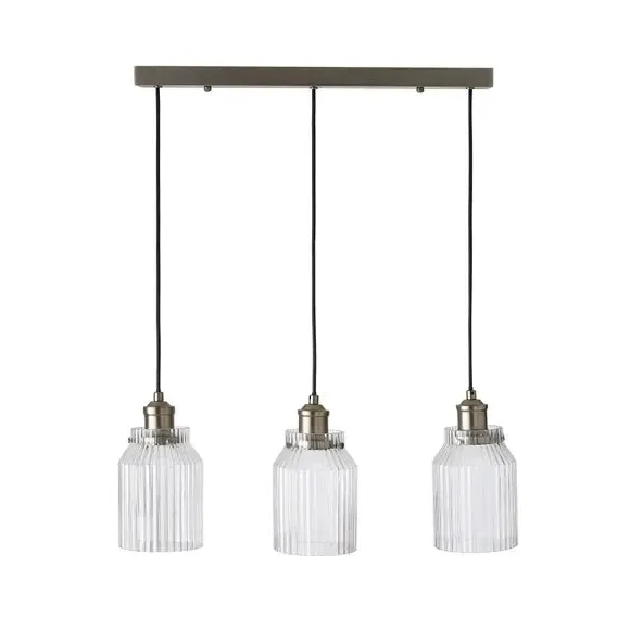 3-Light Ceiling Light with Glass Shades - Pewter