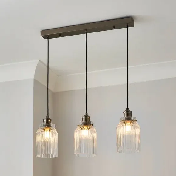 3-Light Ceiling Light with Glass Shades - Pewter image