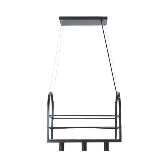 3-Light Ceiling Light with Shelf - Walnut