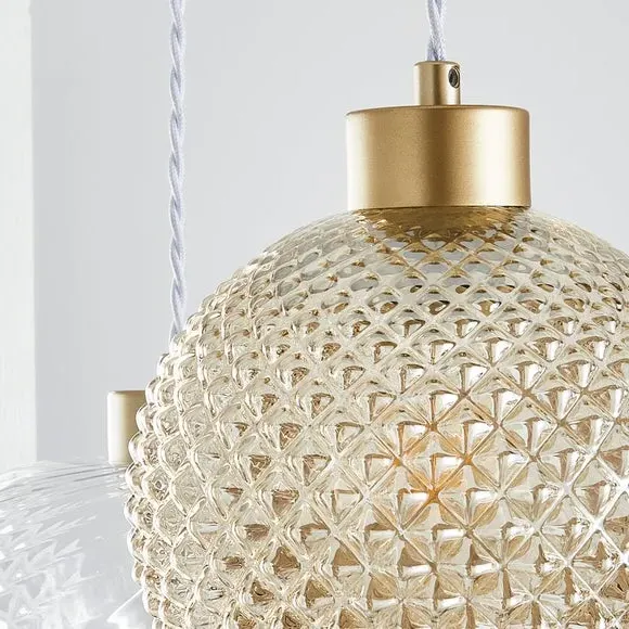 3-Light Cluster Ceiling Light - Amber, Glass