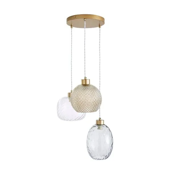 3-Light Cluster Ceiling Light - Amber, Glass