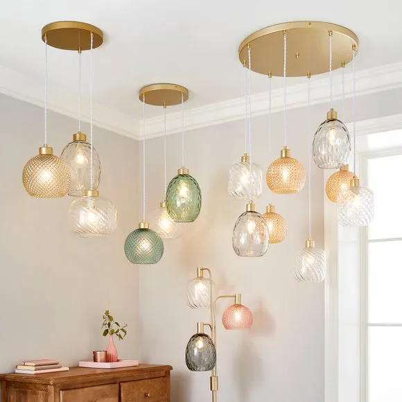 3-Light Cluster Ceiling Light - Amber, Glass
