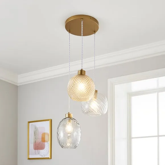 3-Light Cluster Ceiling Light - Amber, Glass image