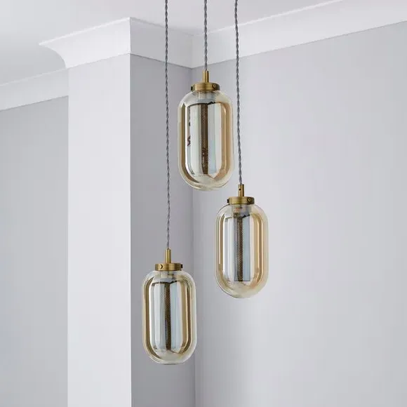 3-Light Cluster Ceiling Light - Antique Brass