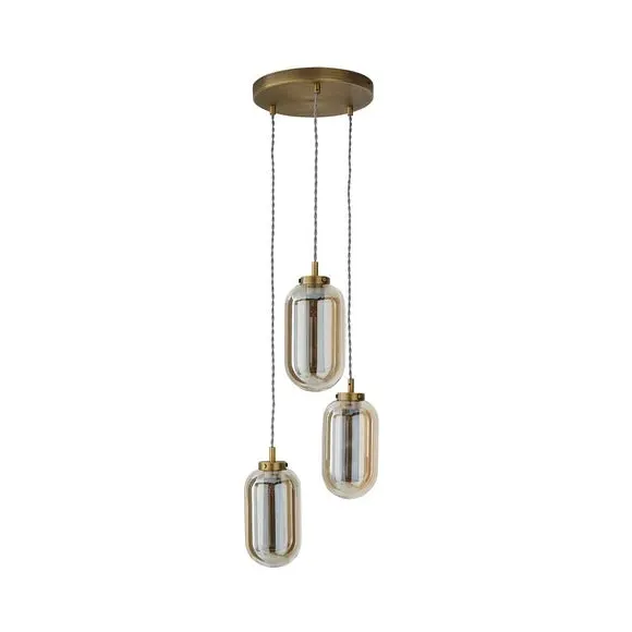 3-Light Cluster Ceiling Light - Antique Brass