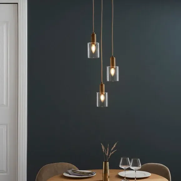 3-Light Cluster Ceiling Light - Antique Brass, Metal image