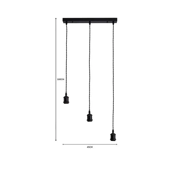 3-Light Cluster Ceiling Light - Black