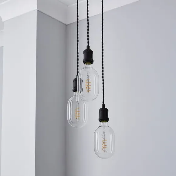 3-Light Cluster Ceiling Light - Black