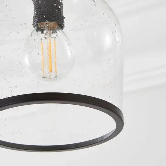 3-Light Cluster Ceiling Light - Black, Glass