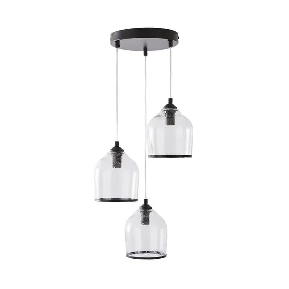 3-Light Cluster Ceiling Light - Black, Glass