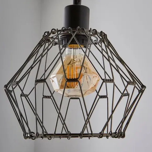 3-Light Cluster Ceiling Light - Black, Metal
