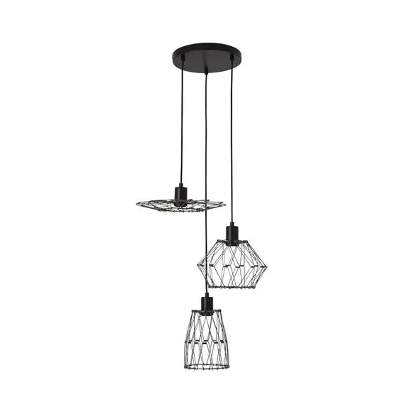 3-Light Cluster Ceiling Light - Black, Metal