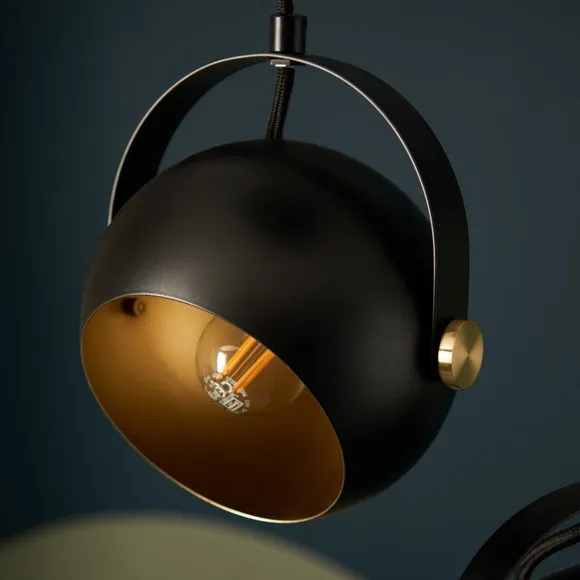 3-Light Cluster Ceiling Light - Black, Metal