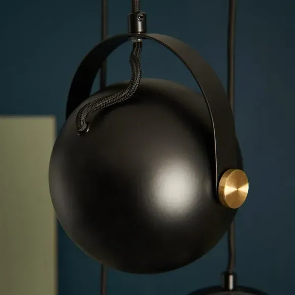 3-Light Cluster Ceiling Light - Black, Metal