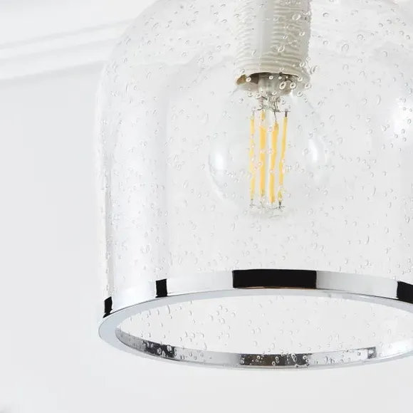3-Light Cluster Ceiling Light - Chrome, Glass