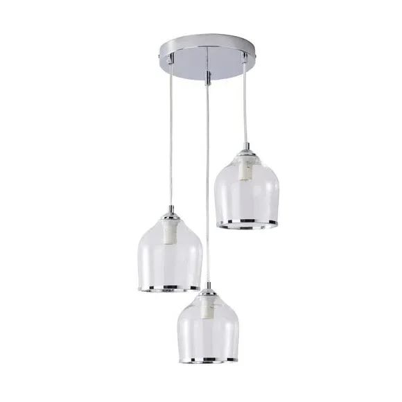 3-Light Cluster Ceiling Light - Chrome, Glass