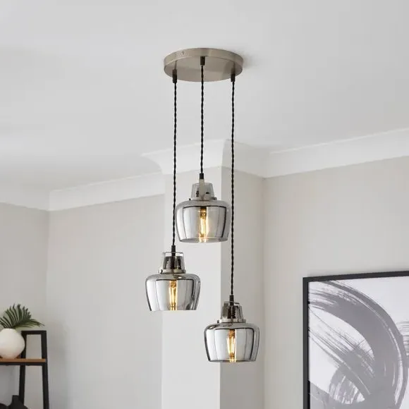 3-Light Cluster Ceiling Light - Chrome, Glass image