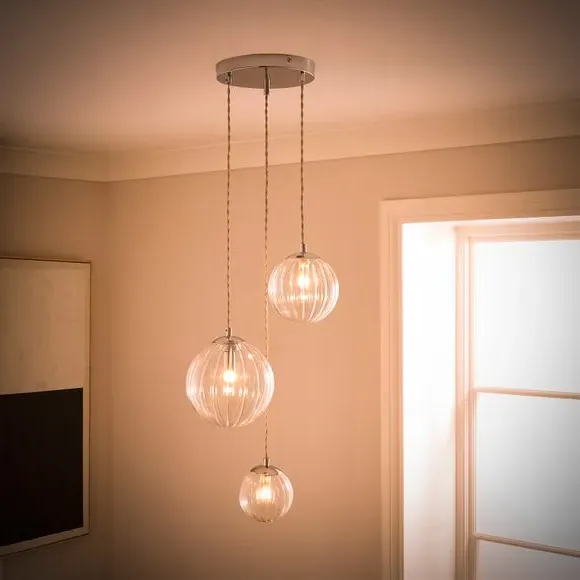 3-Light Cluster Ceiling Light - Clear, Glass