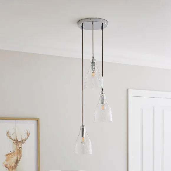 3-Light Cluster Ceiling Light - Clear, Glass