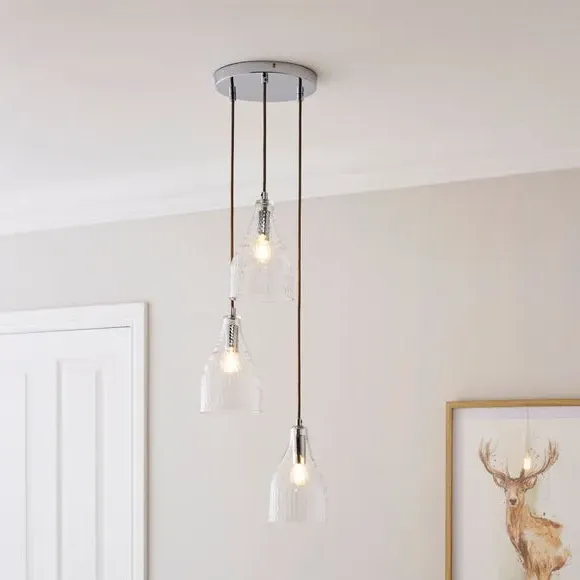 3-Light Cluster Ceiling Light - Clear, Glass image