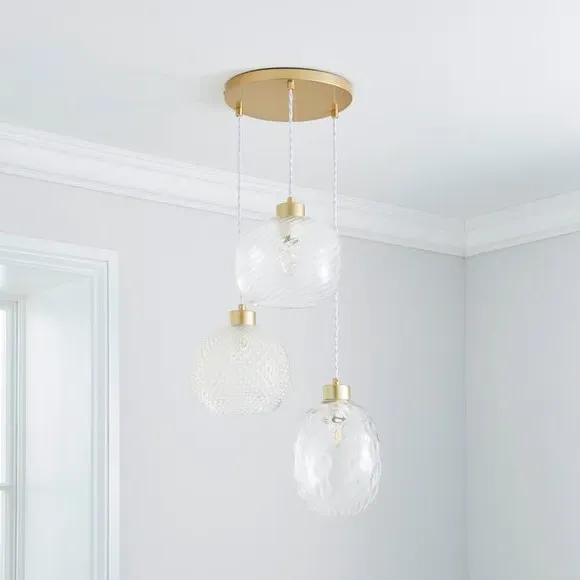 3-Light Cluster Ceiling Light - Clear, Glass