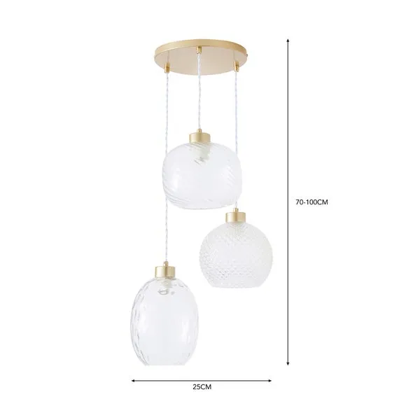3-Light Cluster Ceiling Light - Clear, Glass