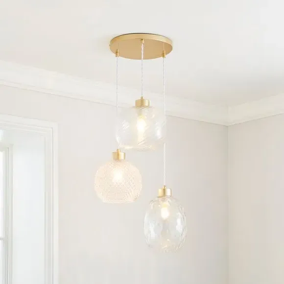 3-Light Cluster Ceiling Light - Clear, Glass