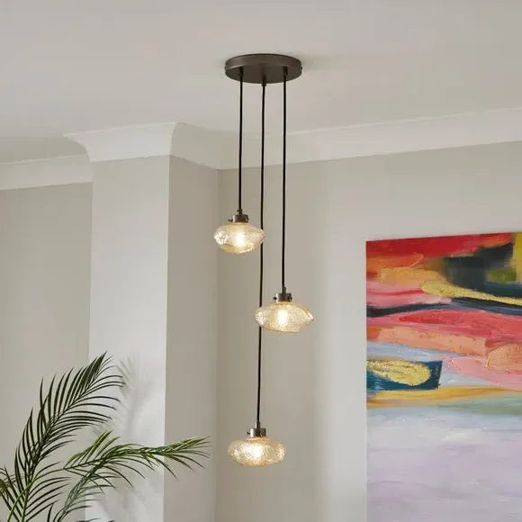3-Light Cluster Ceiling Light - Gold, Glass image