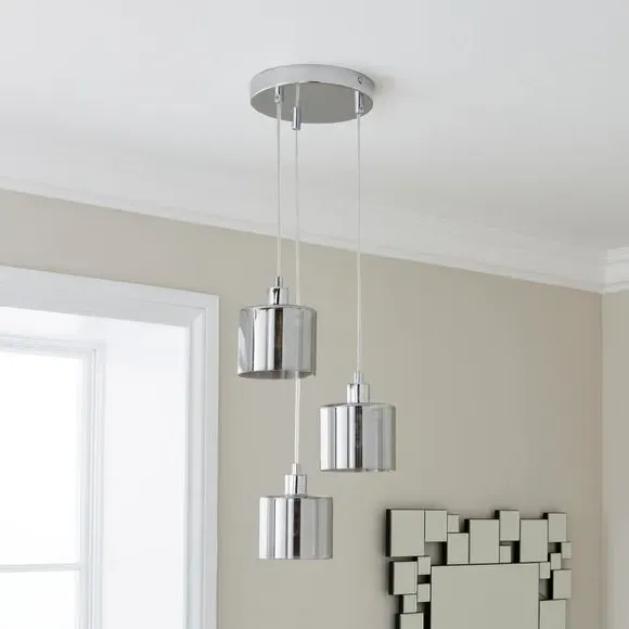 3-Light Cluster Ceiling Light - Grey, Chrome