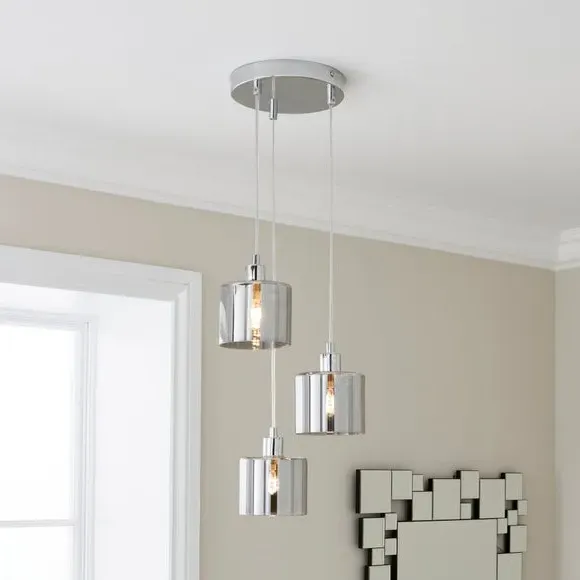 3-Light Cluster Ceiling Light - Grey, Chrome image