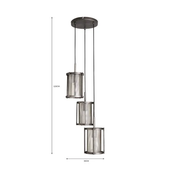 3-Light Cluster Ceiling Light - Gunmetal