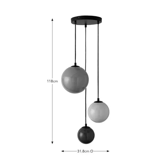 3-Light Cluster Ceiling Light - Multicolor, Glass