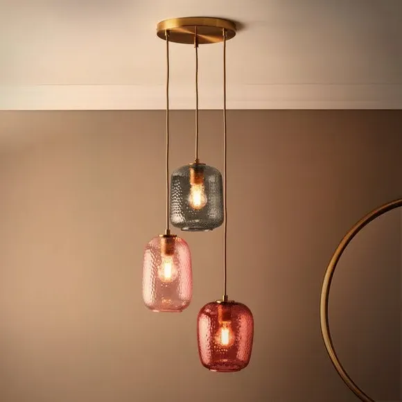 3-Light Cluster Ceiling Light - Multicolor Glass