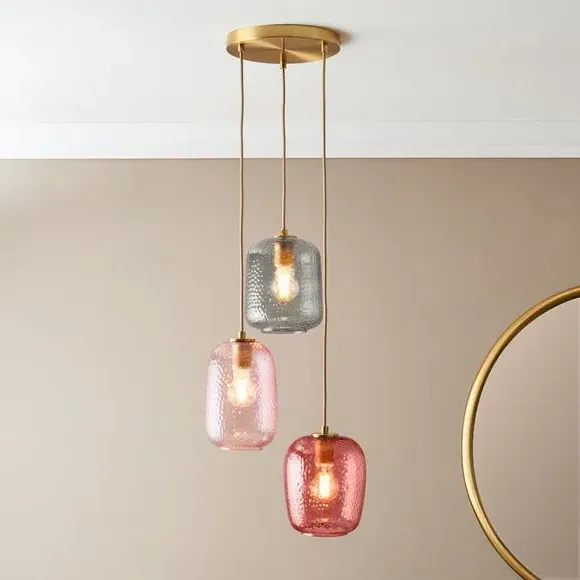 3-Light Cluster Ceiling Light - Multicolor Glass image