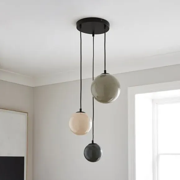 3-Light Cluster Ceiling Light - Multicolor, Glass