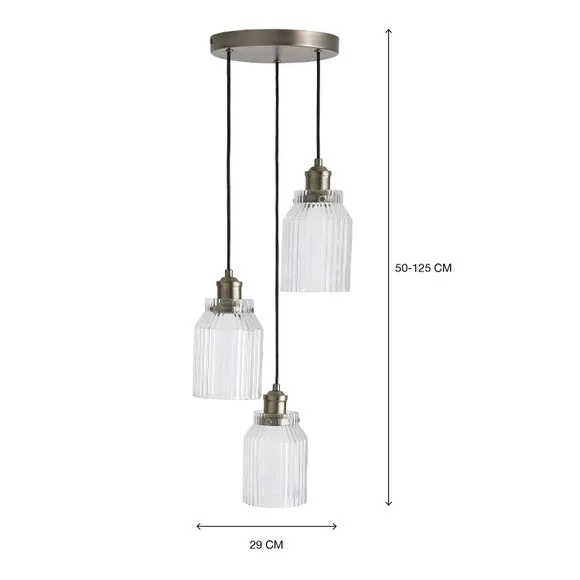 3-Light Cluster Ceiling Light - Pewter, Glass