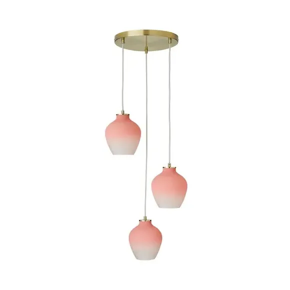 3-Light Cluster Ceiling Light - Pink, Fabric