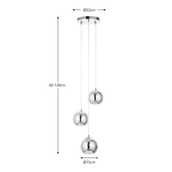 3-Light Cluster Ceiling Light - Silver, Mirrored
