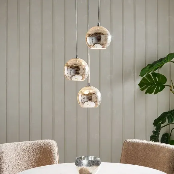 3-Light Cluster Ceiling Light - Silver, Mirrored