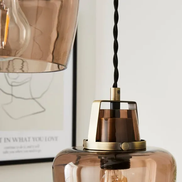 3-Light Cluster Ceiling Light - Smoke, Glass