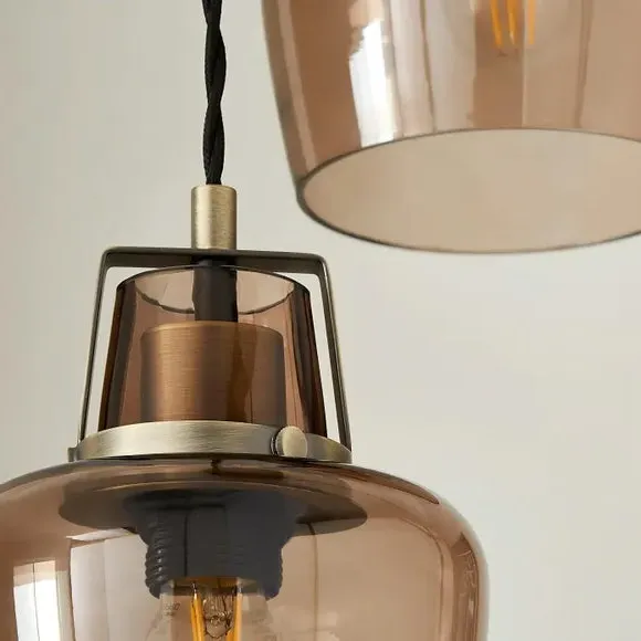 3-Light Cluster Ceiling Light - Smoke, Glass