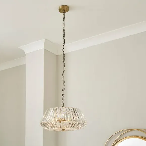 3 Light Diamond Pendant Light - Gold, Crystal image