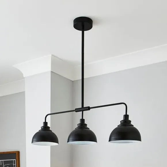 3-Light Diner Ceiling Light - Black, Metal