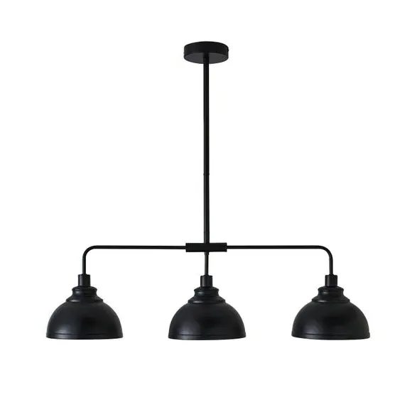 3-Light Diner Ceiling Light - Black, Metal