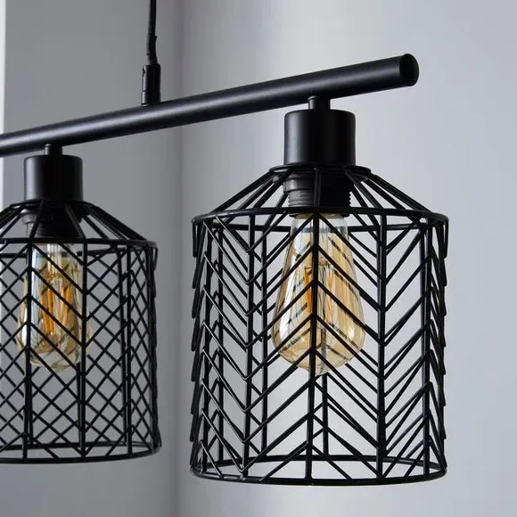 3-Light Diner Ceiling Light - Black, Metal