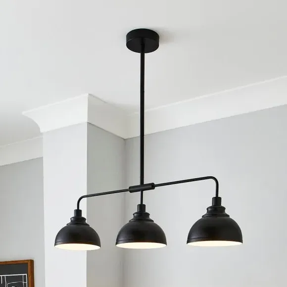3-Light Diner Ceiling Light - Black, Metal image