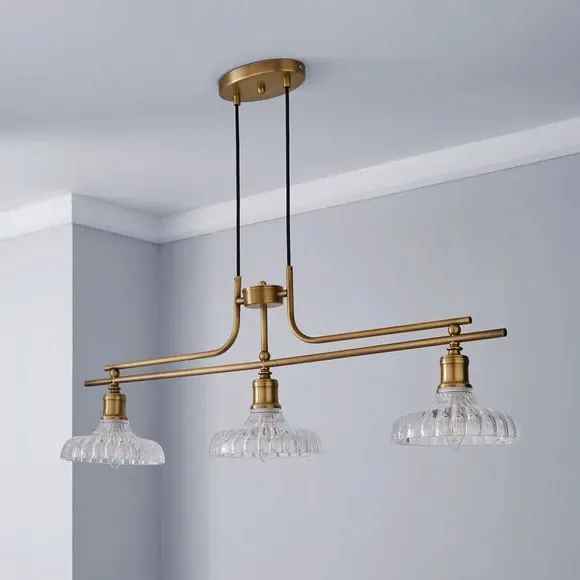 3 Light Diner Ceiling Light - Gold, Metal