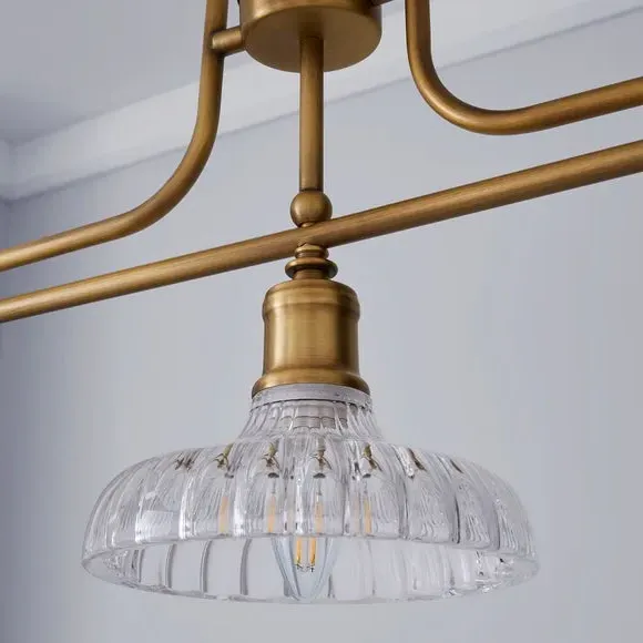 3 Light Diner Ceiling Light - Gold, Metal