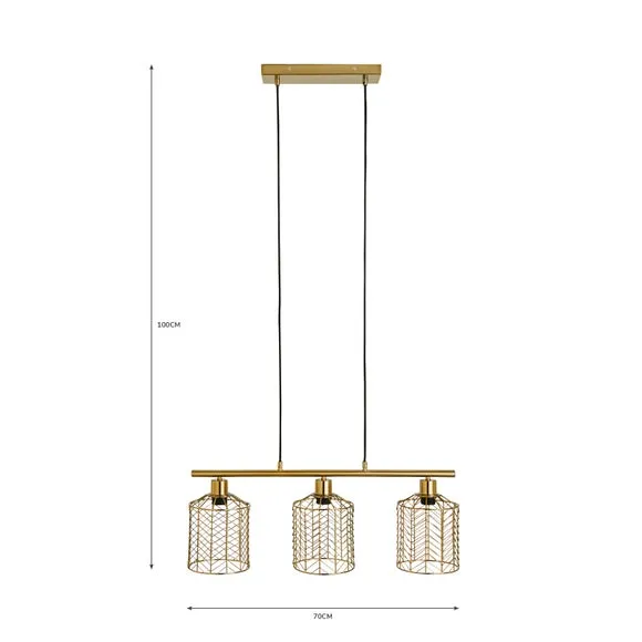3-Light Diner Ceiling Light - Gold, Metal